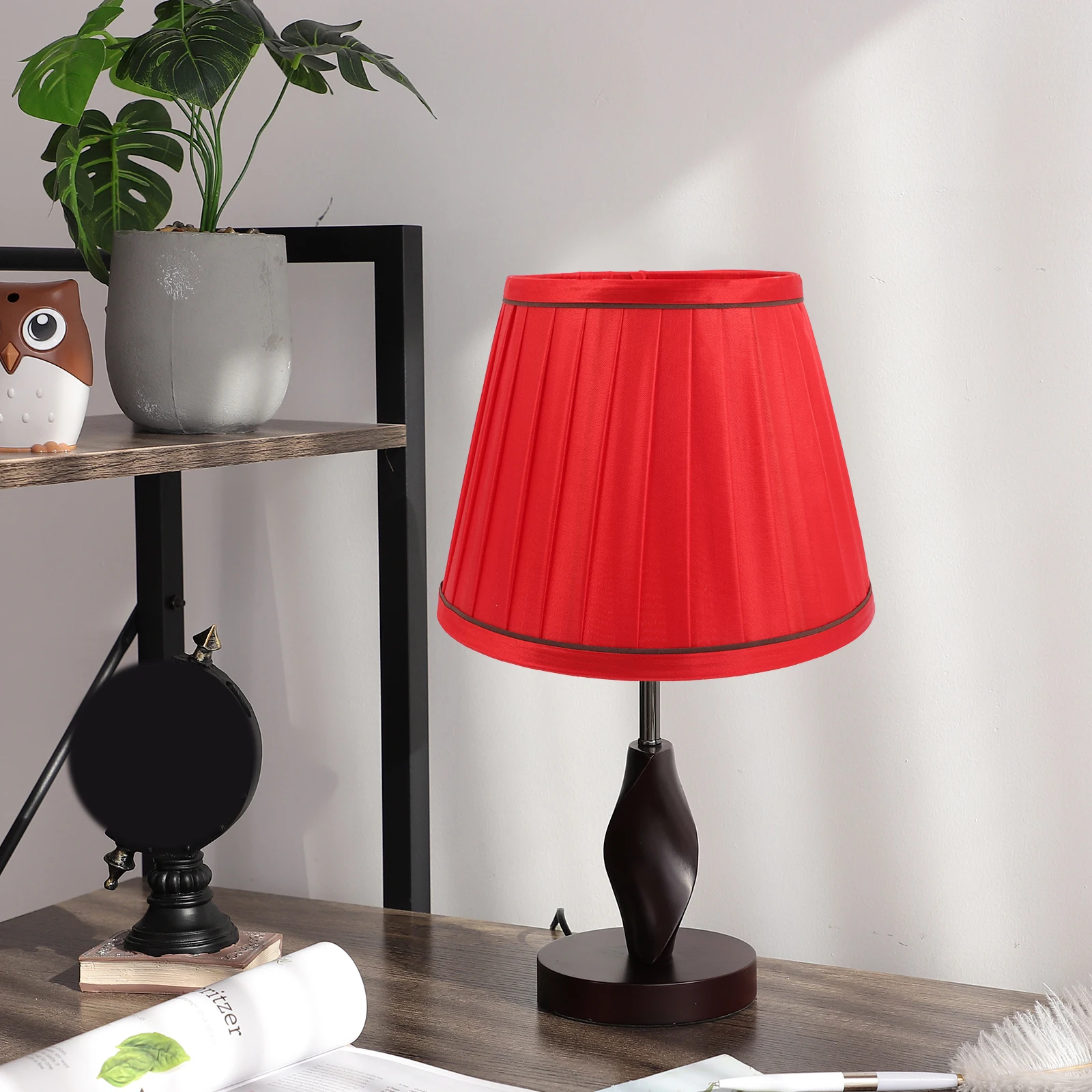 

Тканевый абажур, плиссированный, простая конструкция, простая установка, мягкий свет для спальни, гостиной, настольный торшер, абажур