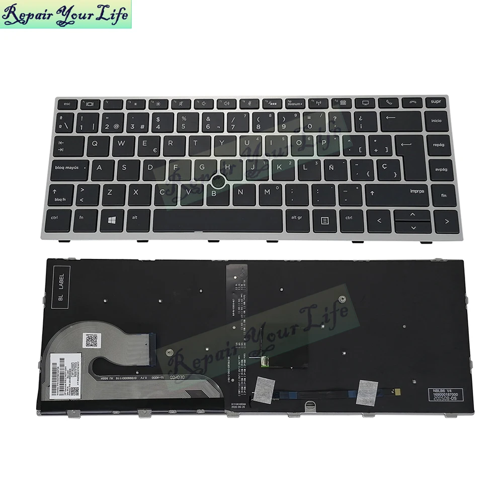 

US Brazil Spanish Backlit Keyboard for HP EliteBook 840 G5, 846 G5, 840 G6, 745-G5-G6 Keyboards Latin L14379-001 L14377-DH1 New