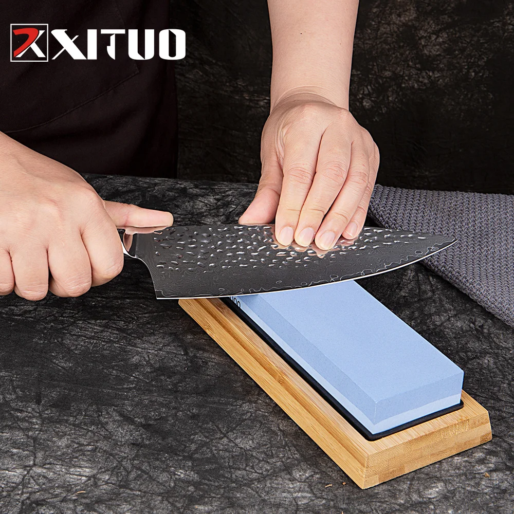 XITUO Knife Sharpener Whetstone Sharpening Stones Dual Side Kitchen Grindstone Oilstone 2 stages 240-600-10000  Grit Honing Set