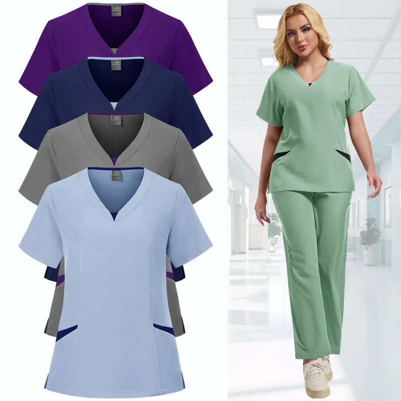 

New Medical Lab Coat Surgical Uniform Hospital Clinic Pharmacy Pet Suit Scrubs Lab Coat Nurse Uniform Spa Uniform Jogger Set