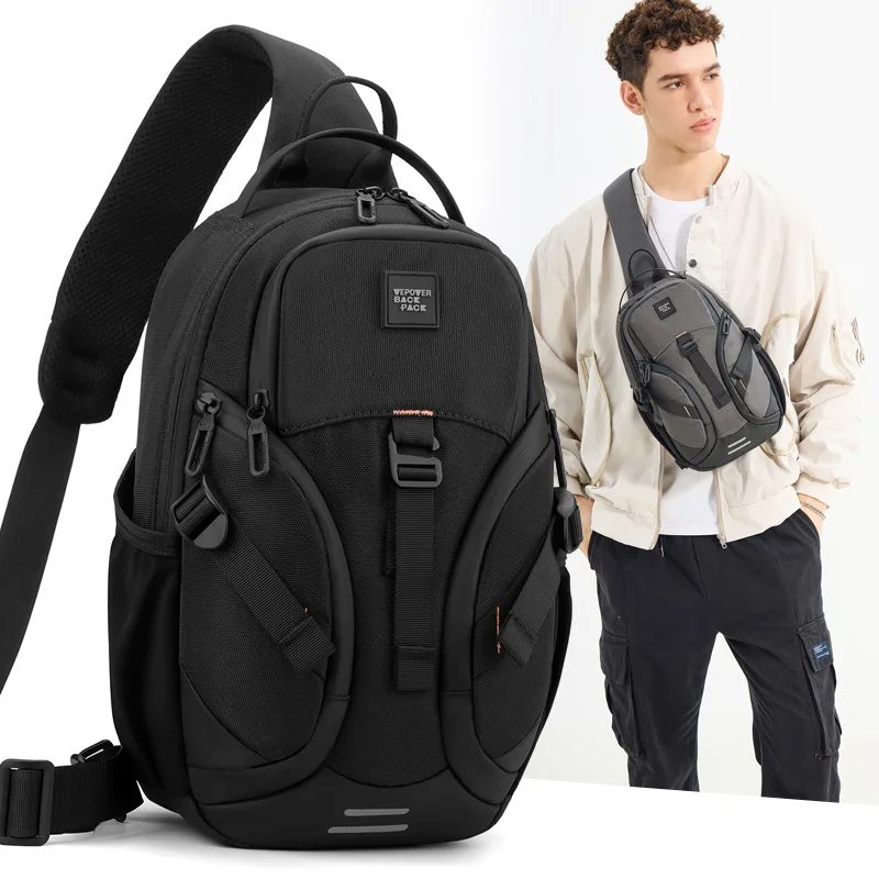 

High-Density Nylon Casual Men's Sling Chest Bag Shoulder Crossbody Bag Lightweight Backpack Business Travel Work Hiking Daybag