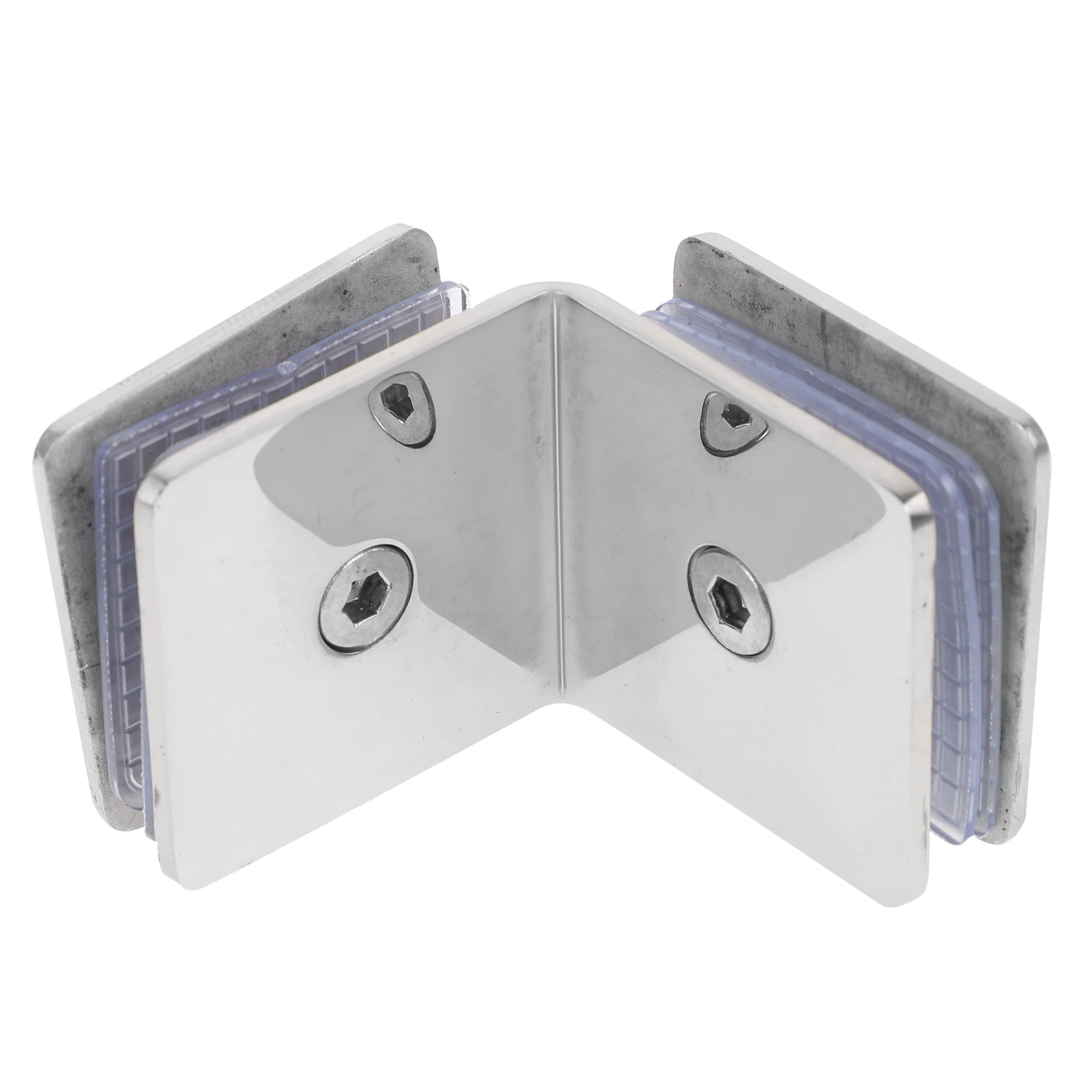 

90 Degree Stainless Steel Glass Clamp Rubber Gasket Durable Fixation for Glass Railing Balustrade Fence Cabinet Support Clips