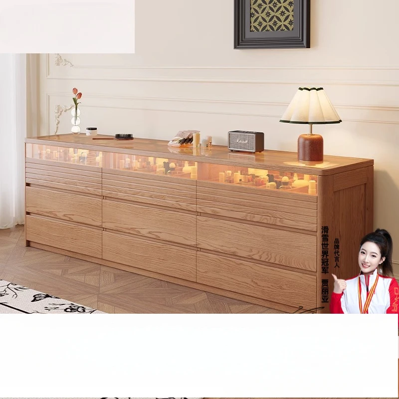 

chest dresser integrated ash wood grain solid wood bedroom Nordic simple makeup table drawer large capacity storage cabinet