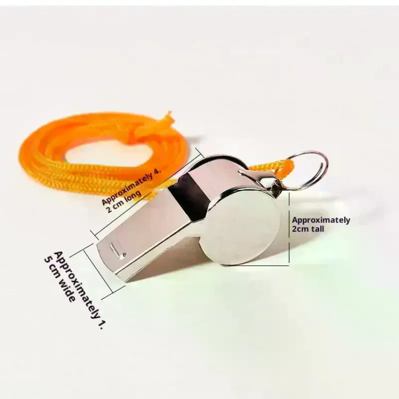 2 قطعة صافرة الفولاذ المقاوم للصدأ مع الحبل الرياضة في الهواء الطلق صافرة سوبر بصوت عال صفارة إنقاذ الطوارئ