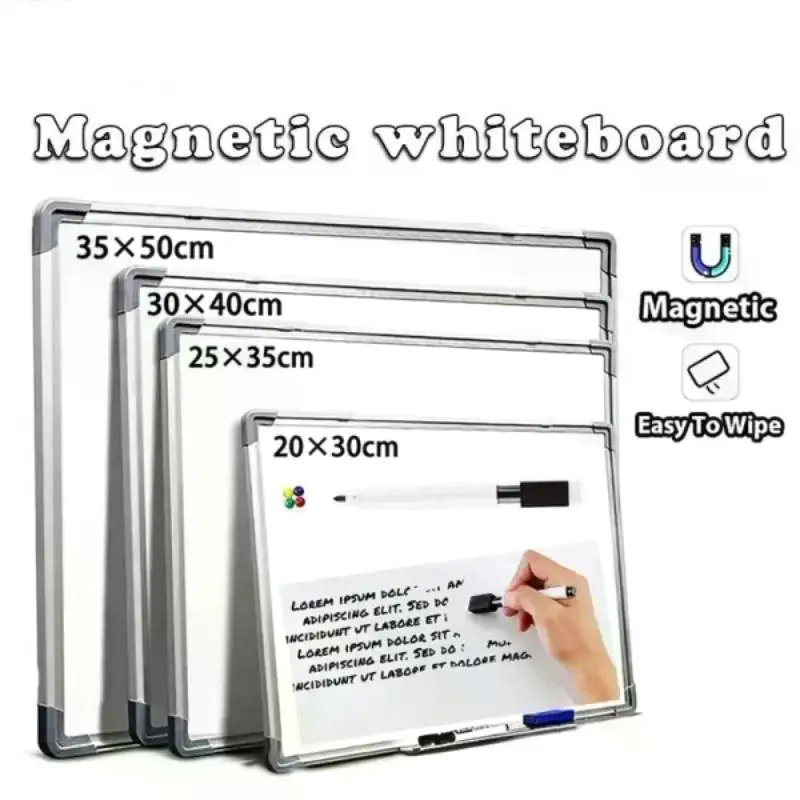 Wall-Mounted Double-Sided Magnetic Aluminum Whiteboard With Two Magnets And Whiteboard Marker With Eraser For Teaching Learning