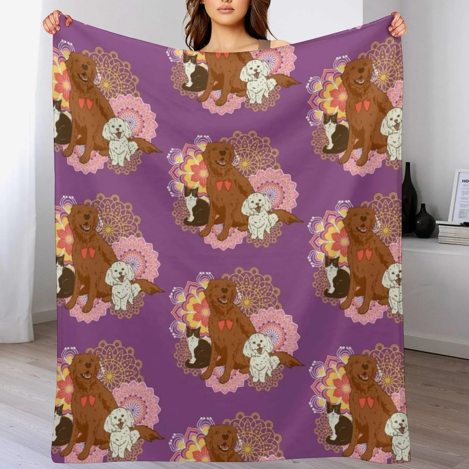 

Pets Love Diwali Throw Blanket Fuzzy Plush Throw Blanket for Sofa Chair