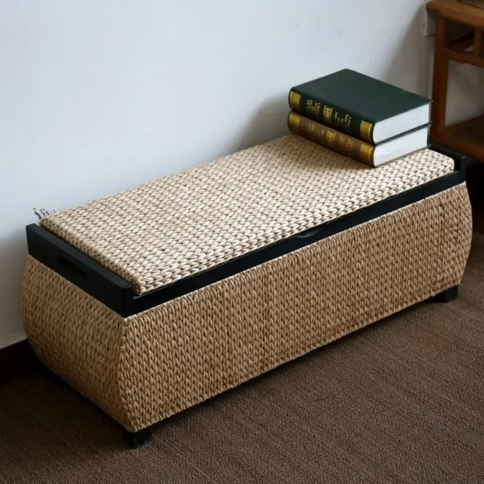 Sitting Stool, Rattan Weaving, Storage, Shoe Changing Stool, Leisure, Foot Rest, Storage, Stool