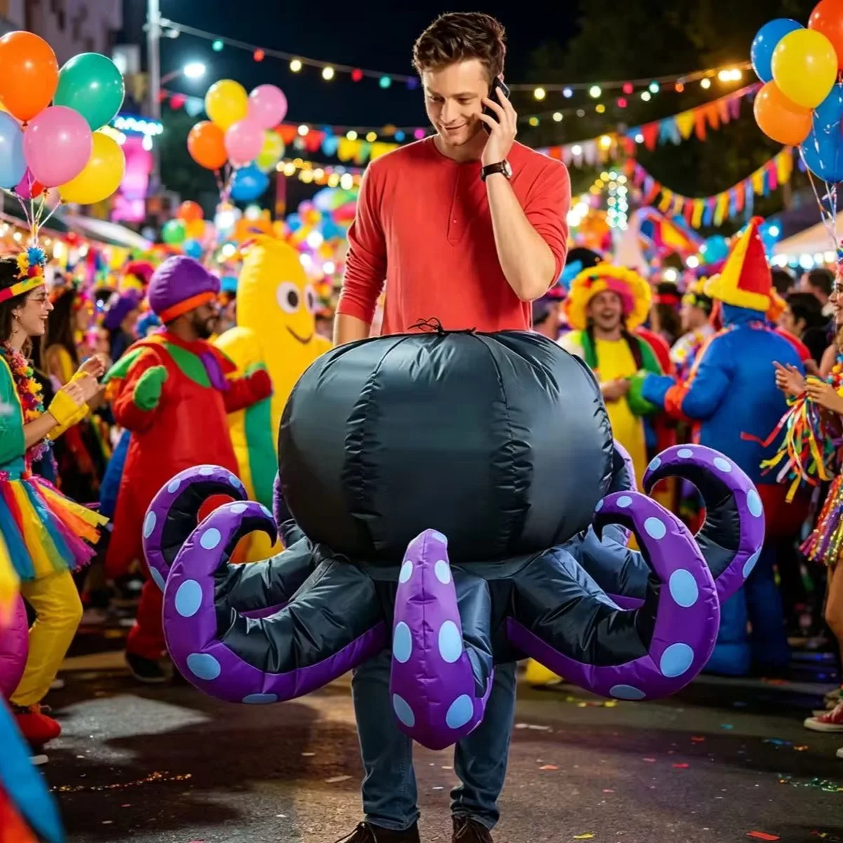 Inflatable Octopus Costume Adults Halloween Party Parade Cosplay Funny Blow up Suit 2026 New