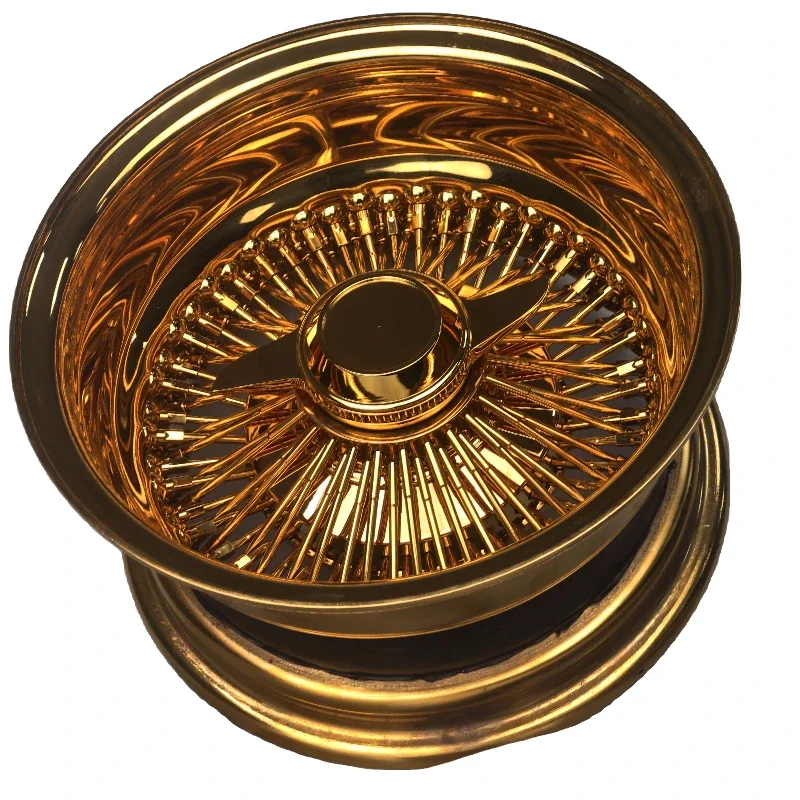 Hot Retro Steel Wire Wheel golden chrome Straight Reverse Deep RIMS 13 14 15 16 17 18 20 22 Inch