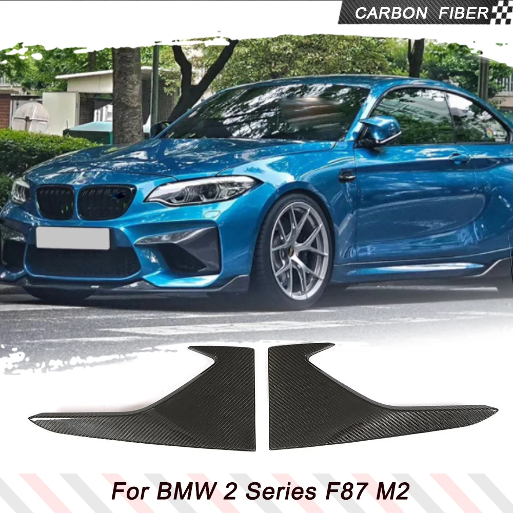 

For BMW F87 M2 2016 2017 2018 Dry Carbon Fiber Car Front Bumper Upper Splitters Lip Fog Lamp Cover Trim Canards Flaps Winglets