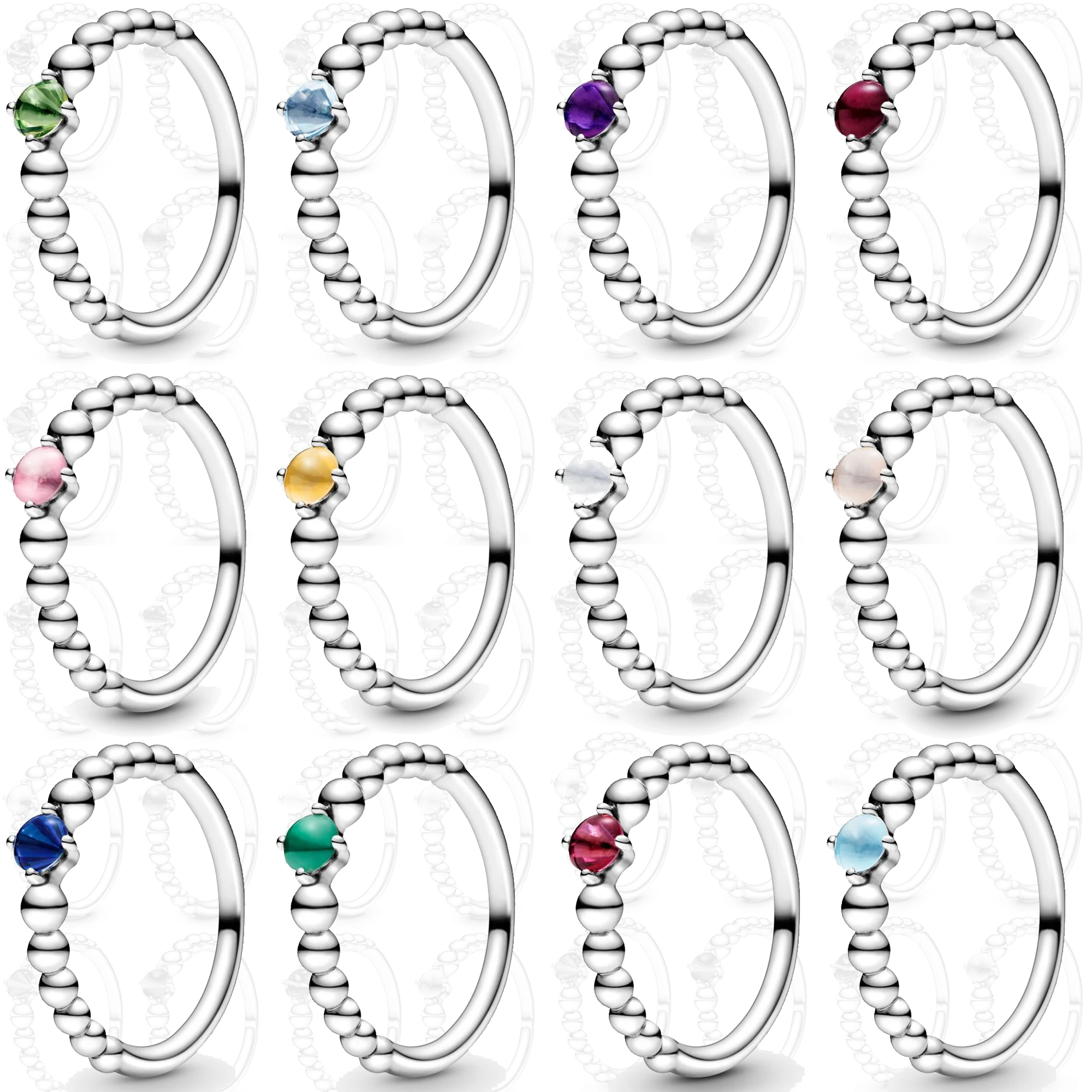 2024 New Love Twelve Moon Stone Sparkling Exquisite Gift for Mom S925 Sterling Silver Charm Ring Original Ladies Jewelry