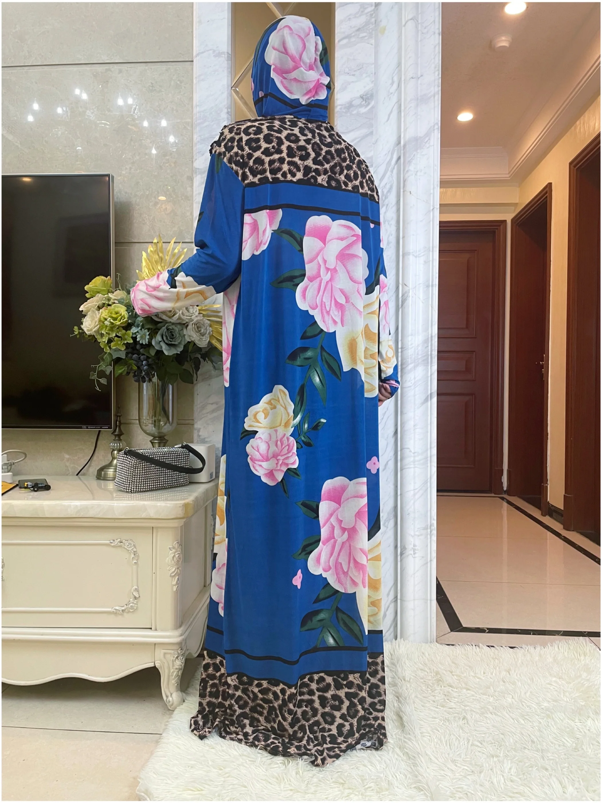 2023Fashion Muslim Kaftan Dress For Lady Dubai Saudi Islam Prayer Garment Lace Jibab Maxi  Hooded Abaya Beautiful Turban Ramadan