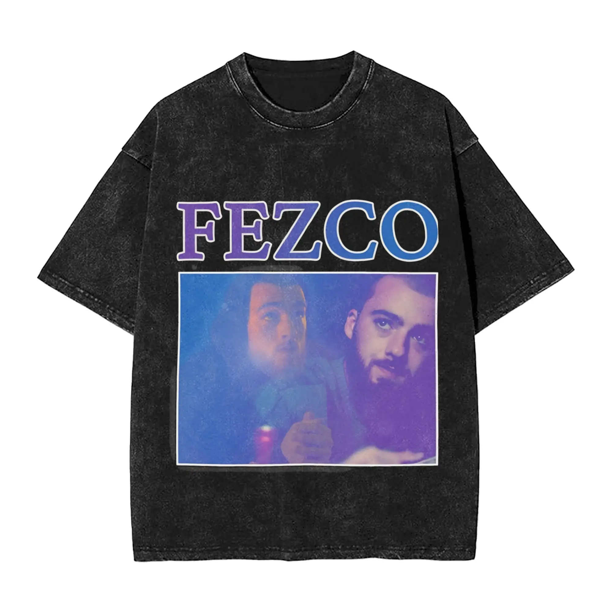 Fezco Fez Angus Cloud T Shirts Hip Hop Washed 100% Cotton Street T-Shirts  Vintage for Men Women Streetwear Printed Tees