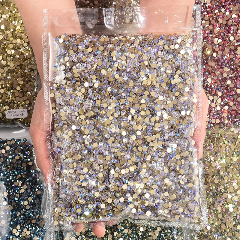 BOBOHOO 2088 Großpackung Glas-Strasssteine, Nicht-Heißfix, Kristall-Flachsteine, 8 Große, 8 Kleine, 16-Schliff, für Nagelkunst und DIY-Bastelarbeiten – Detail 3
