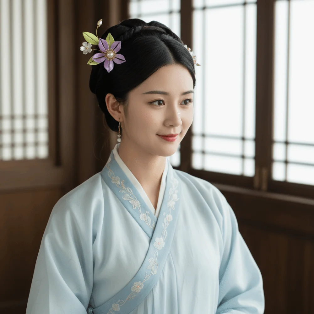 

Antique Hair Comb Chinese Style U-shaped Hair Stick U Shape Cloth Velvet Flower Hair Clip Vintage Pearl Hanfu Headwear For Girl