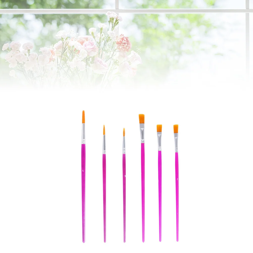 6 個油絵ブラシセットナイロン毛ブラシケーキデコレーション彫刻ミニチュアクラフトアート学生アーティスト用