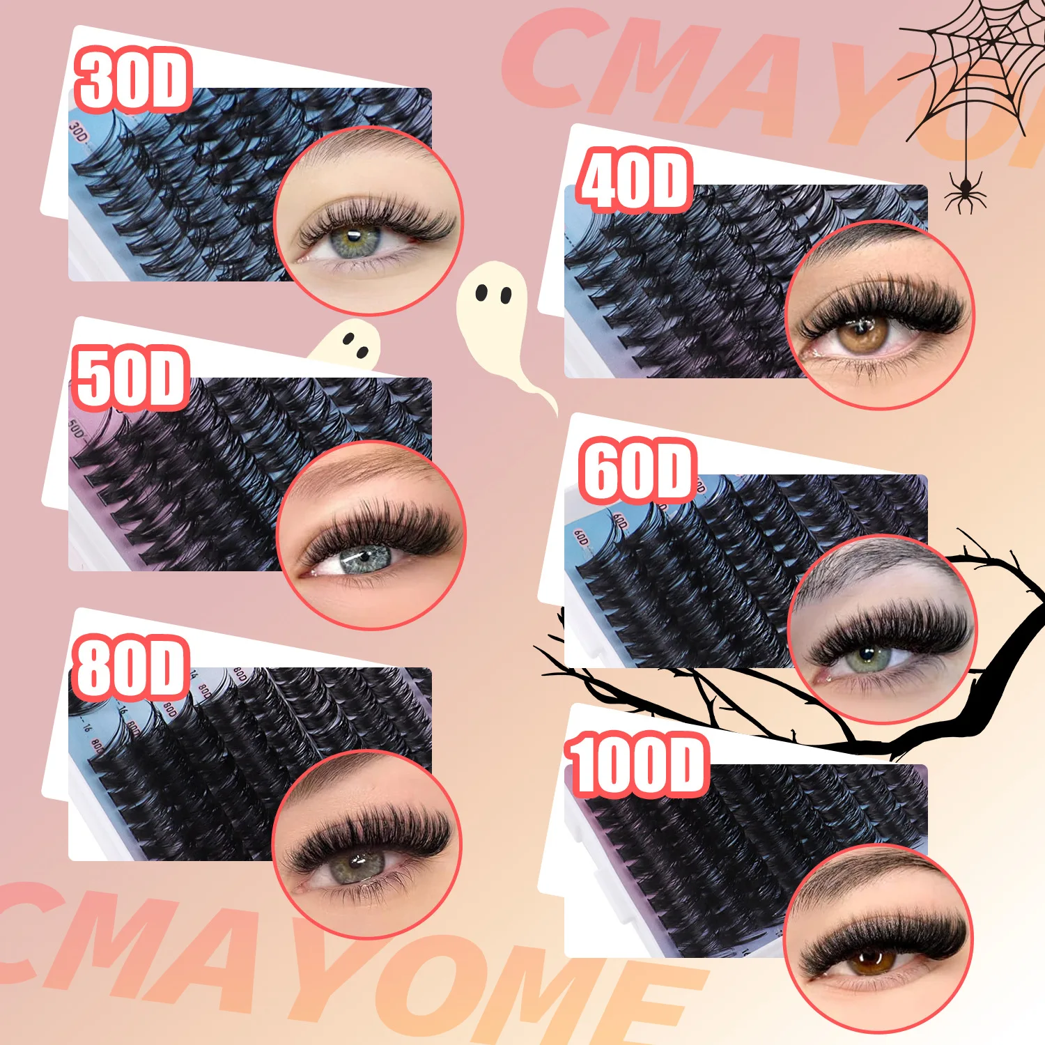 DIY Segmented Single Cluster Hot Melt Hair D Roll Fluffy Curl Simulation Colored Eyelashes Halloween Makeup Eyelashes