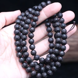 Lucky Ebony Bracelet 108 Buddha Beads 8mm Lotus Bead Fashion Accessories Unisex Mala Elastic Bangle Necklace