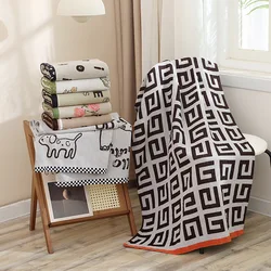 Cotton Gauze Bath Towel Geometry Floral Animal Pattern Bath Towel For Home Bathroom Soft Absorb Water Shower Beach Wrapped Towel