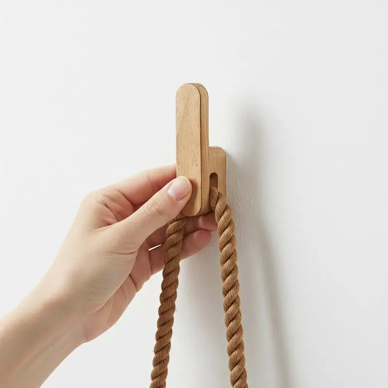 New Nordic Solid Wood Hook Hanging Hanger Bathroom Wall Hook Bedroom Coat Bag Storage Rack Home Towel Key Decoration Hooks