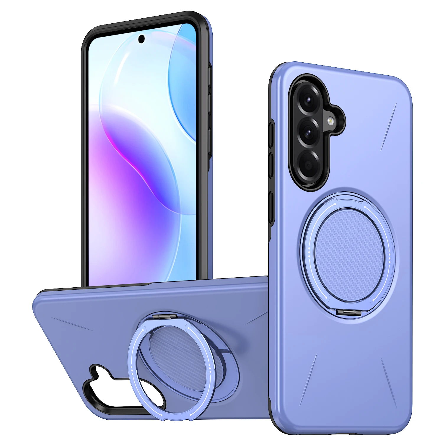 لهاتف Samsung Galaxy A35 5G حافظة مغناطيسية بمسند دوار من مادة TPU + غطاء هاتف PC - أرجواني