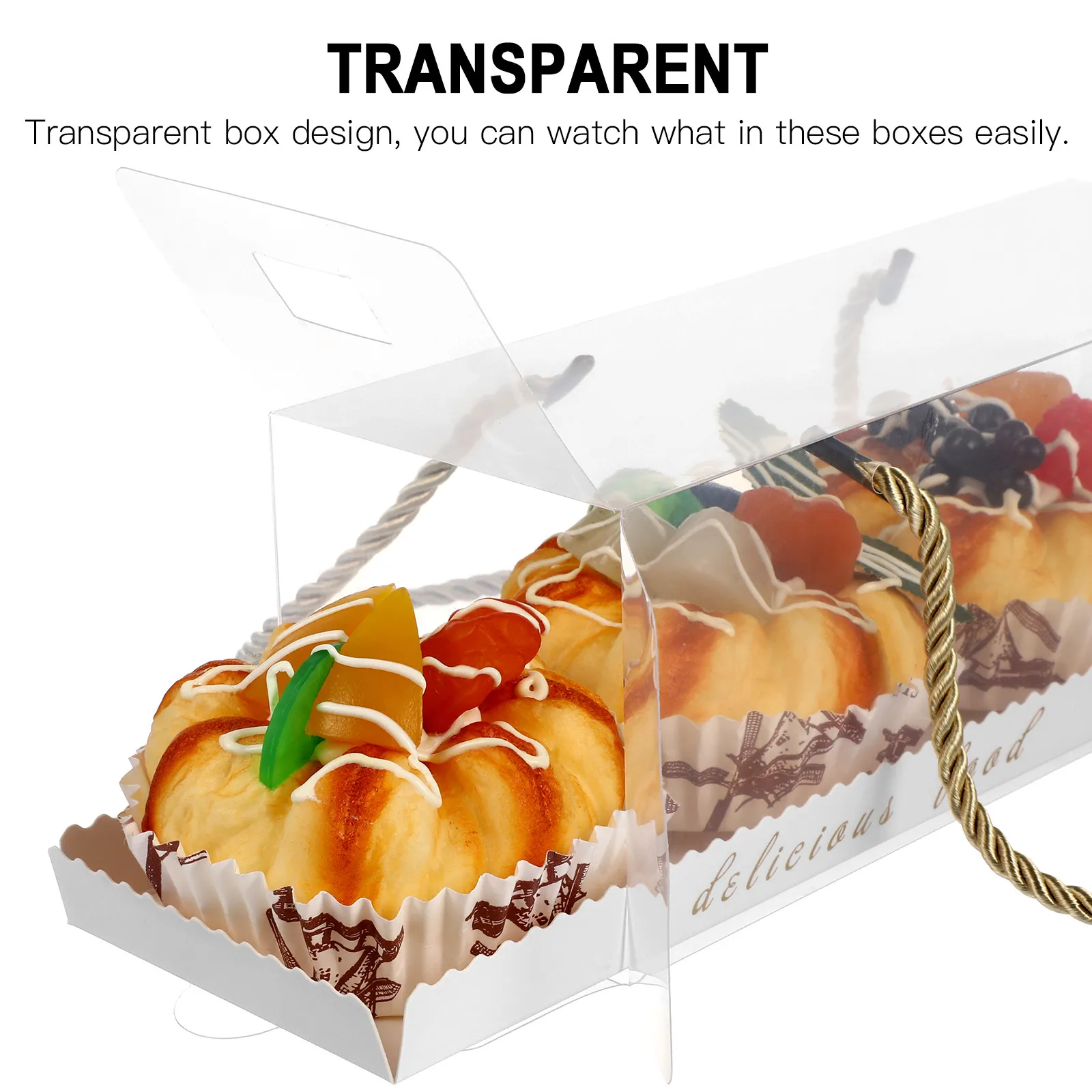 10 pcs Baking Boxes Transparent Cake Containers For Parties Banquets Bakery Home Oblong Cake Cases Baking Food Containers
