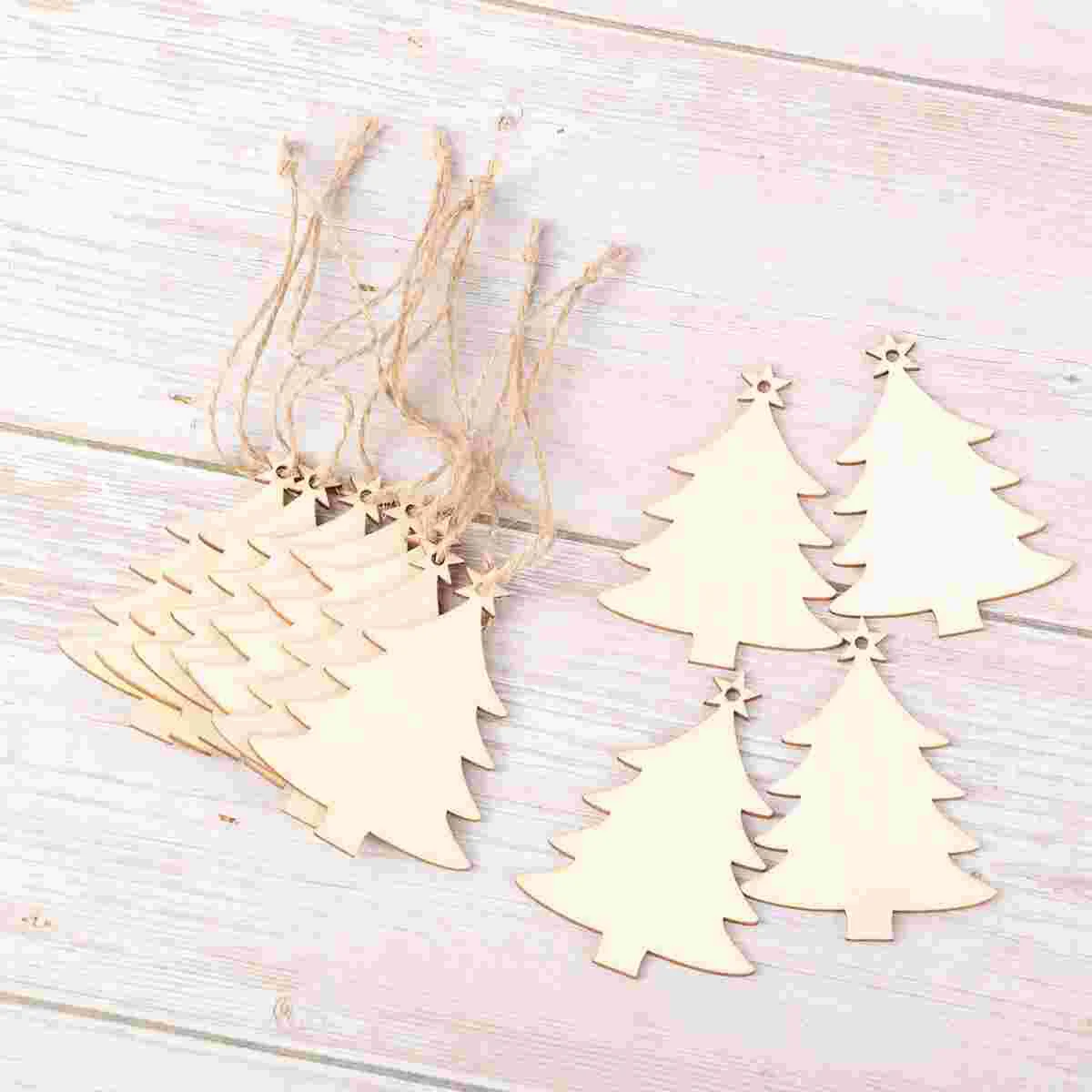 

10 Pcs Label Christmas Tree Christmastreenametags Bamboo Painting Slices Hanging Sign