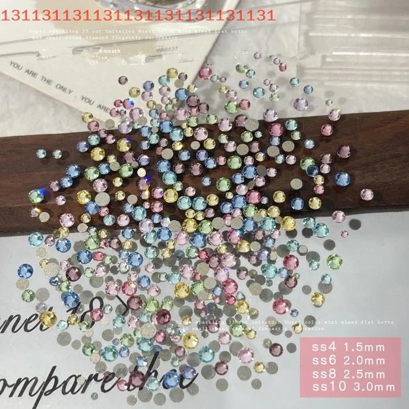 100PCS Sparkle Glitter Bunte Mini Nagel Kristall Diamanten Runde Flachen Boden Nail art Strass Dekoration Maniküre Charms