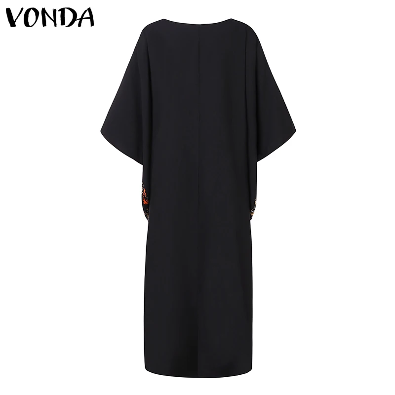 VONDA – robe longue de soirée imprimée pour femmes, style bohème, décontractée, manches 2023, imprimé floral, élégante, sans pompon, 3/4