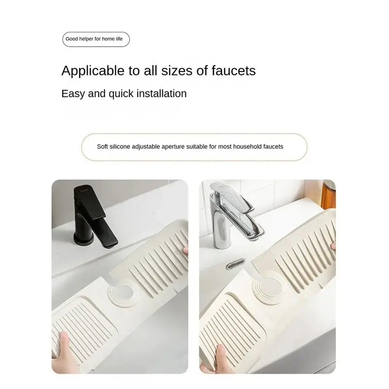 A26F-2PCS Silicone Faucet Splash Pad Bathroom Kitchen Mat Anti-Splash Drain Pad Faucet Bottom Waterproof Thickening