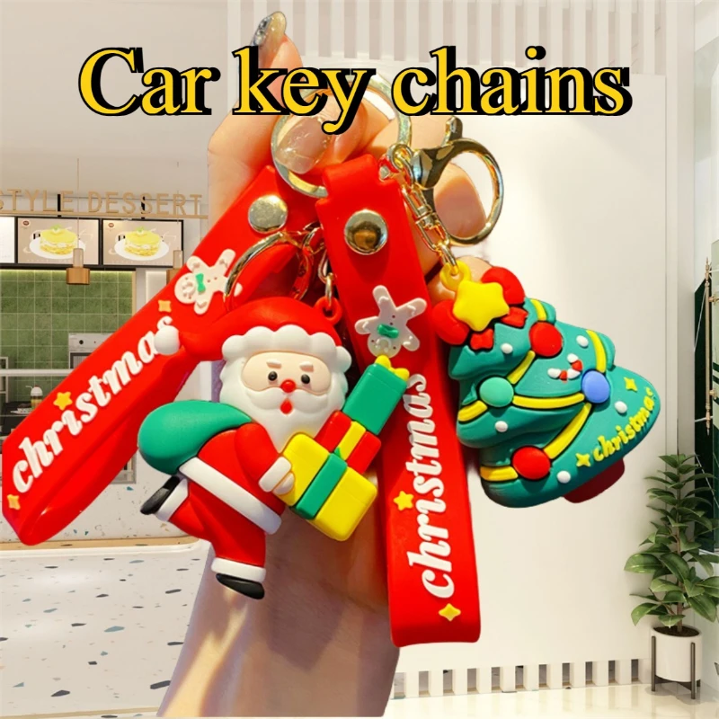 

1pc Cute Keychain with Santa Claus Snowman Fawn Theme is suitable for car keychain or bag pendant car key decoration accessories