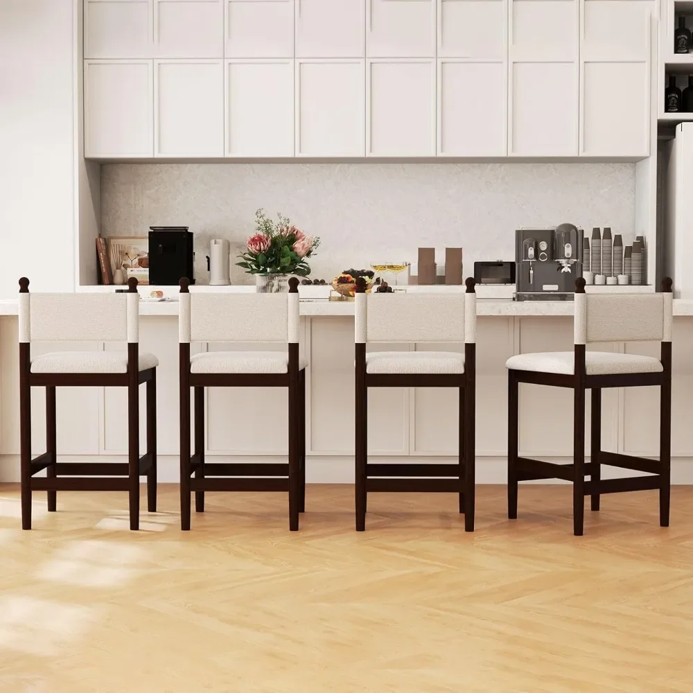 

Counter Height Stools Set of 2, 26" Modern Upholstered Bar Stools with Back and Cushioned Seat