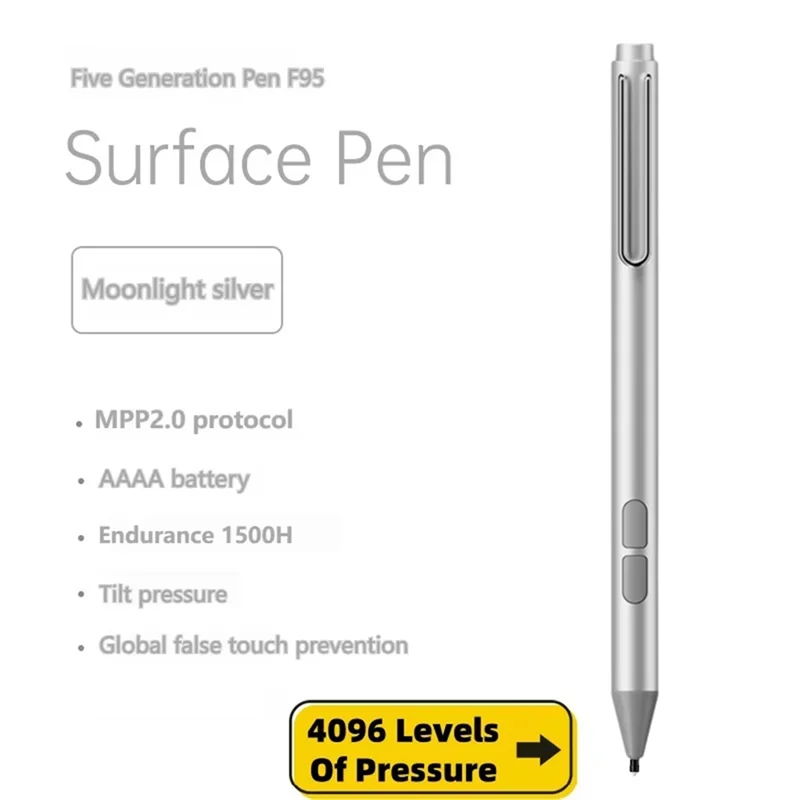 

ABT-Palm Rejection Touch Stylus Pen For Microsoft Surface With 4096 Pressure Sensitivity For Surface Pro 9 Pro 8 Laptops Sliver