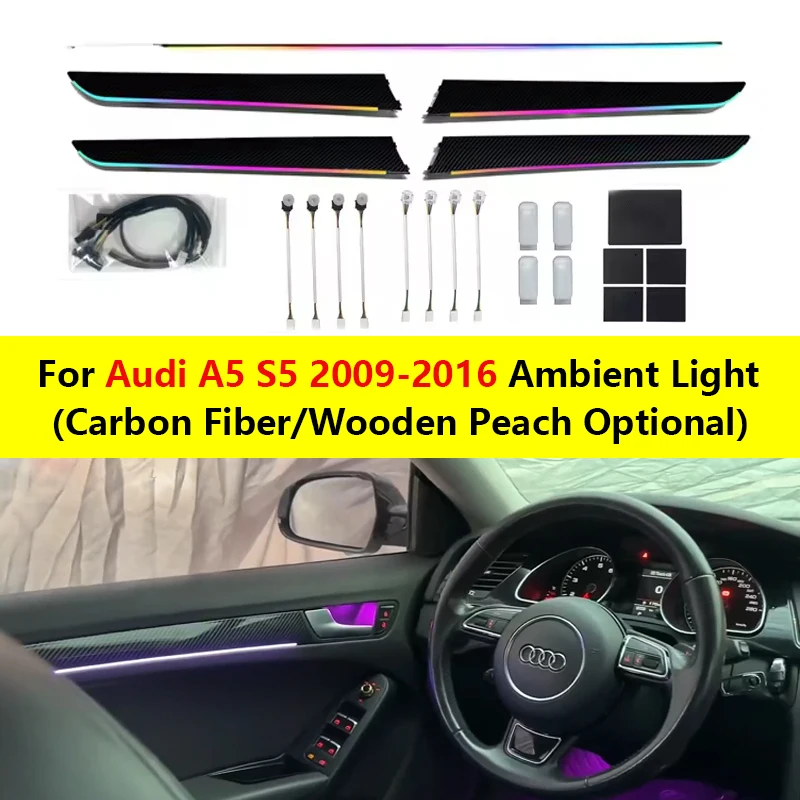 

Комплект атмосферной подсветки 19 в 1 для Audi A5 S5 2009-2016, оригинальный, 1:1, для приборной панели и дверей, с управлением через приложение.