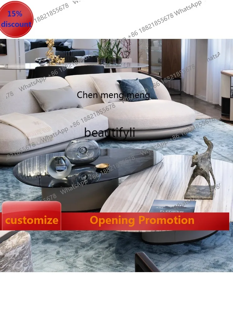 

S7486 ss New Marble Coffee Table Modern Light Luxury Small Apartment Italian Designer Minimalist Combination Sets furniture livi