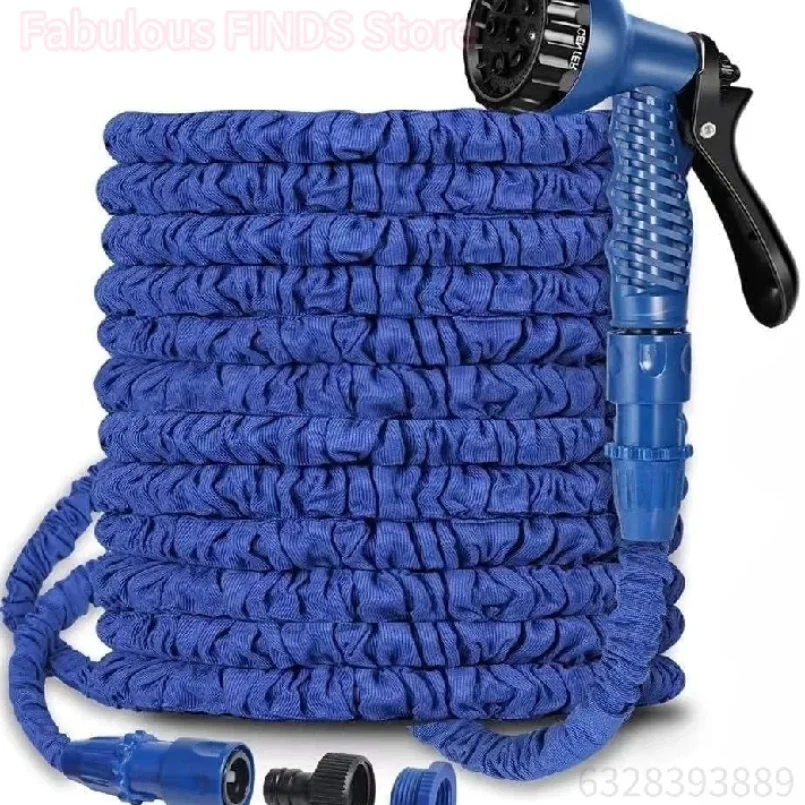 100ft Expandable Garden Hose, Flexible and Lightweight Water Hose with High Pressure Nozzle, Durable and Tangle-Free (Blue)