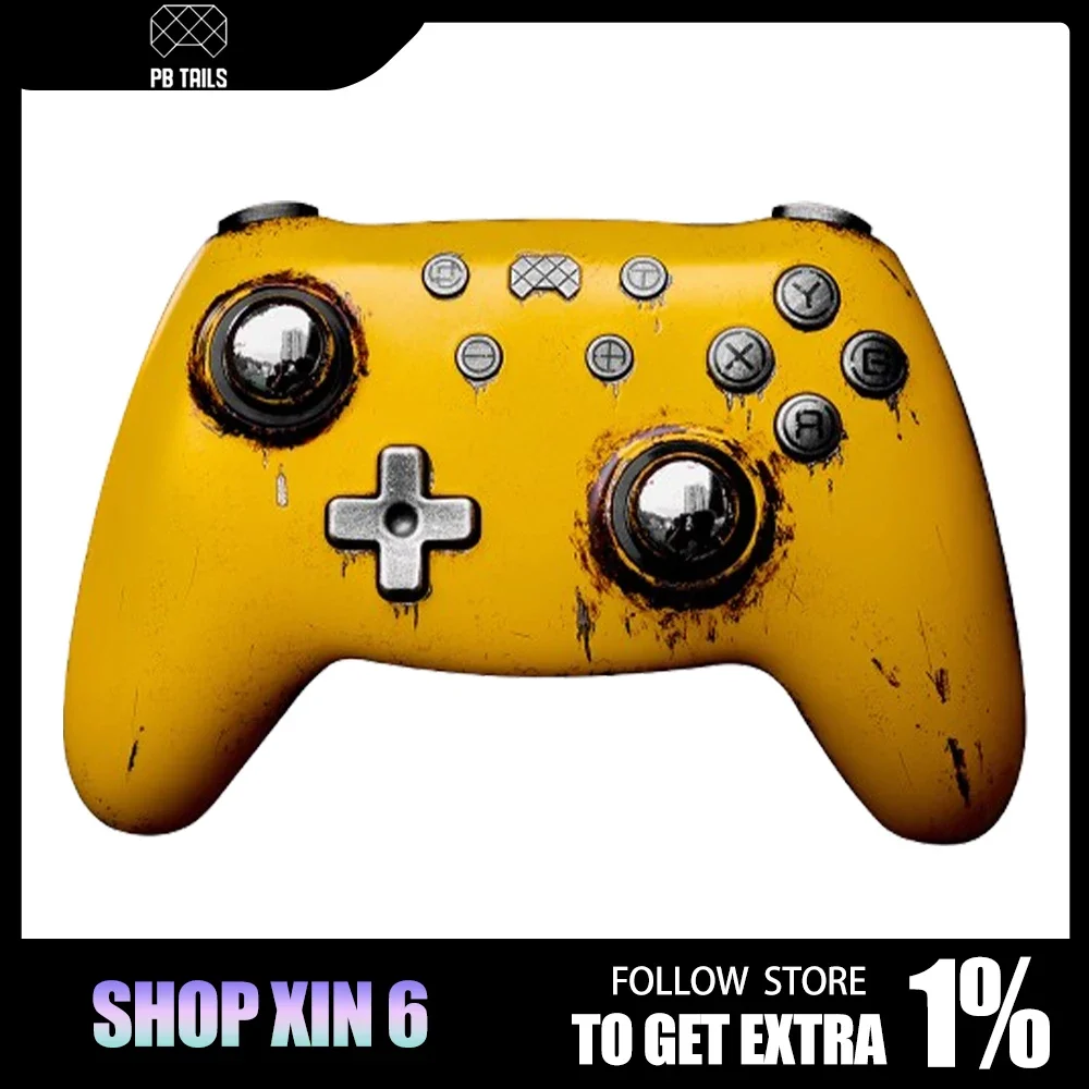 PB Tails Gamker CRUSH Gamepad Wireless Game Controller War Damage Yellow Hall Effect Tri Mode for Switch IOS Android Gamepad Man