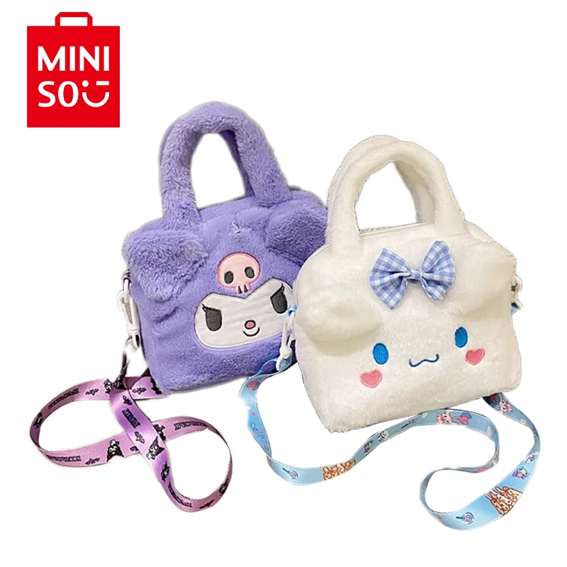 Bolsa de felpa de Anime Kawaii Sanrio, bolso cruzado de dibujos animados de Anime Kawaii Kuromi Cinnamoroll, bolsas de almacenamiento de viaje para cosméticos, regalos para niñas