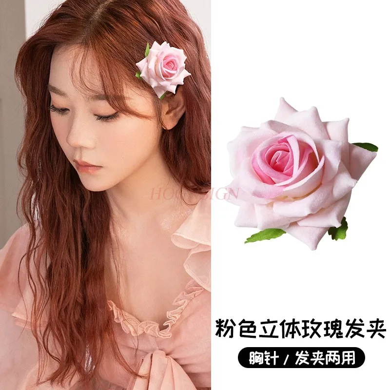 Rose Hairpin Edge Clip Temperament Liu Hairpin Front Broken Hair High Grade Small Clip Headwear