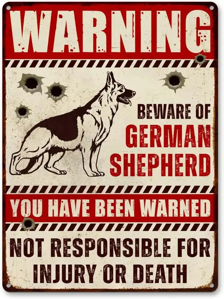 German Shepherd Warning Sign, Beware Of Dog Sign Aluminum Rust Free 9