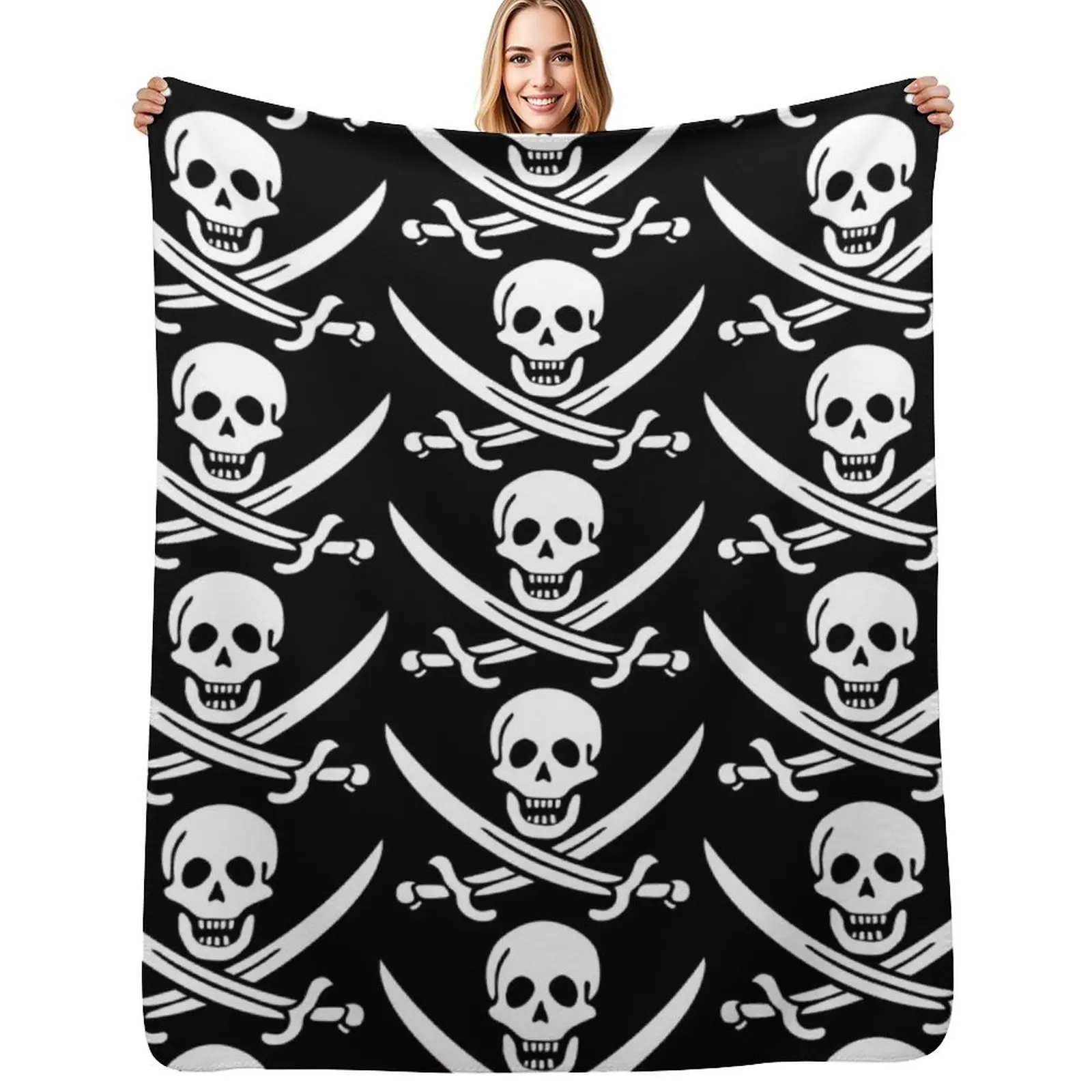 

Pirate Flag Throw Blanket All Season Lightweight Soft Blanket for Bed