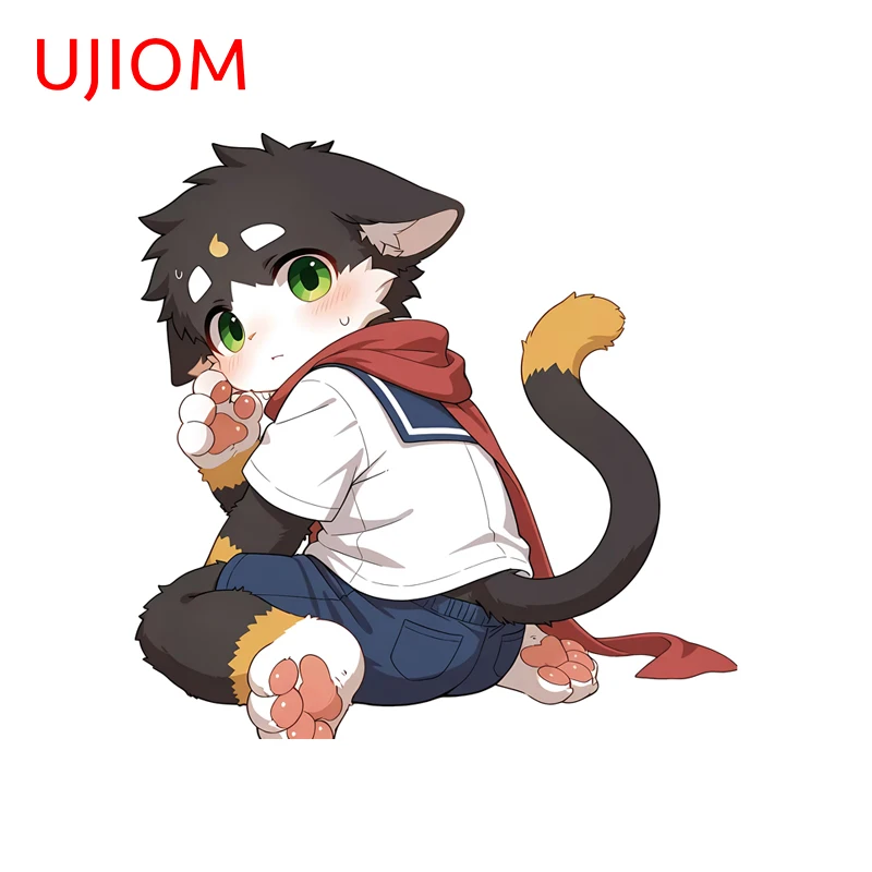 UJIOM Furry Kneel Sitting Picture Wall Sticker Premium Design Occlusion Scratch PVC Decal Vinyl Switch Wall Decor Accessories