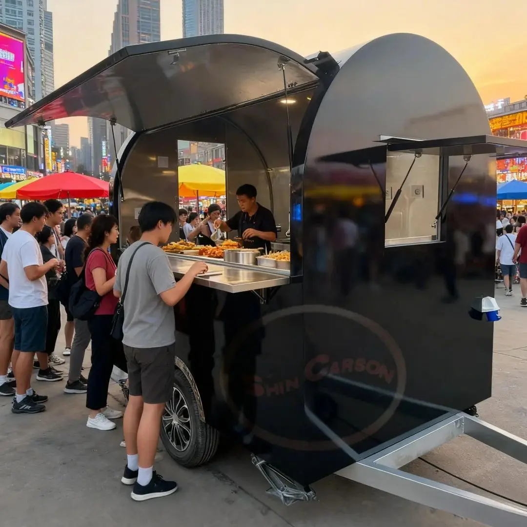 2025 Mobile Crepe Food Trailer Kiosk Design Food Truck Restaurant Cart for Sale La Vent En Chin