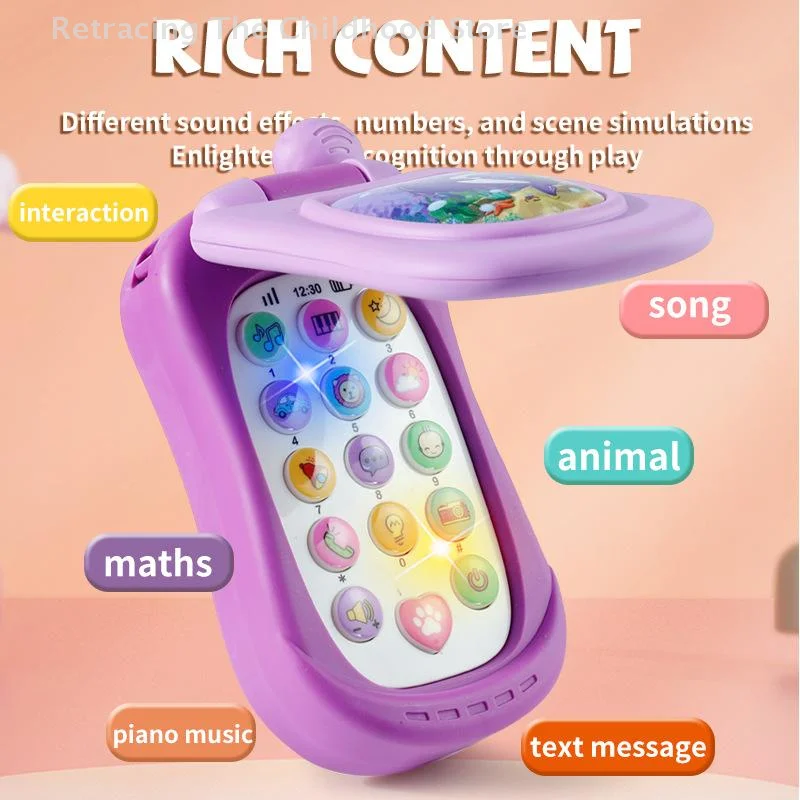 Cartoon Simulation Flip Phone Educational Music Phone Toy Toddler Education Early Voices Toys For Children's Day Gifts