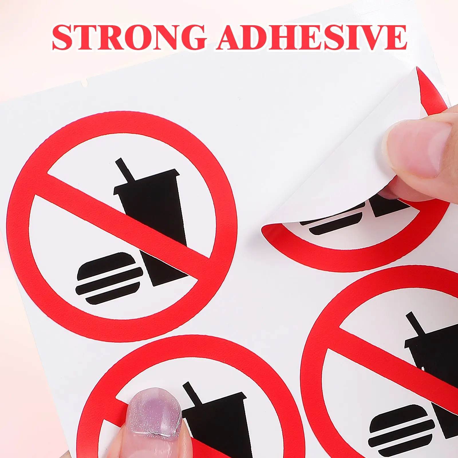 4 Pcs No Food Drinks Sticker Eating Drinking Signs PVC Indoor Warning Labels Door Window