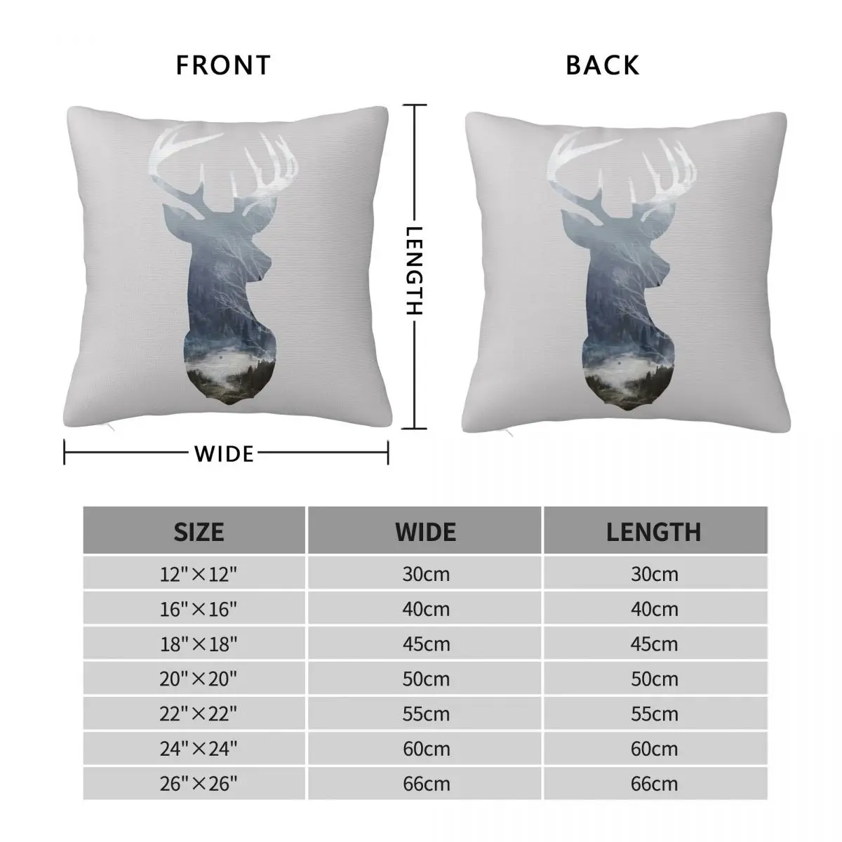 Deer Silhouette In Misty Forest River Square Pillowcase Polyester Linen Velvet Pattern Zip Decorative Room Cushion Case