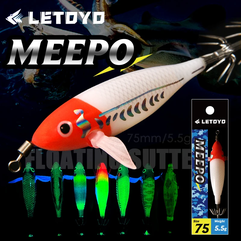 Letoyo meepo conjunto de isca de lula luminosa gabarito de lula isca artificial pesca de choco webfoot polvo egi iscas de pesca marítima