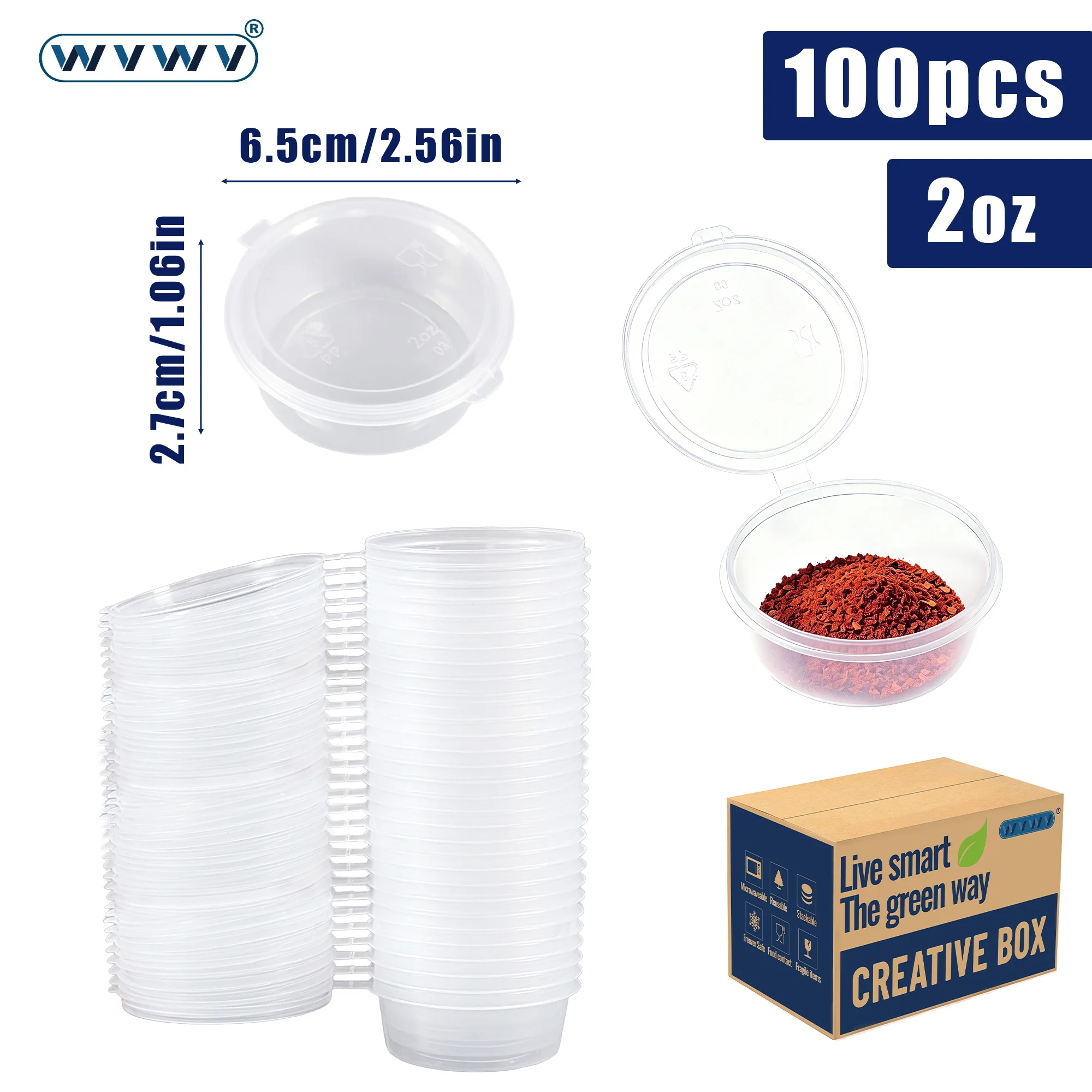 100er-Pack auslaufsichere Mini-Behälter aus Kunststoff mit Klappdeckeln, geeignet für die Aufbewahrung von Ketchup, Salatdressing, Milchshakes, für Camping im Freien, Feiertagspartys, Familientreffen und können auch zu – Detail 4