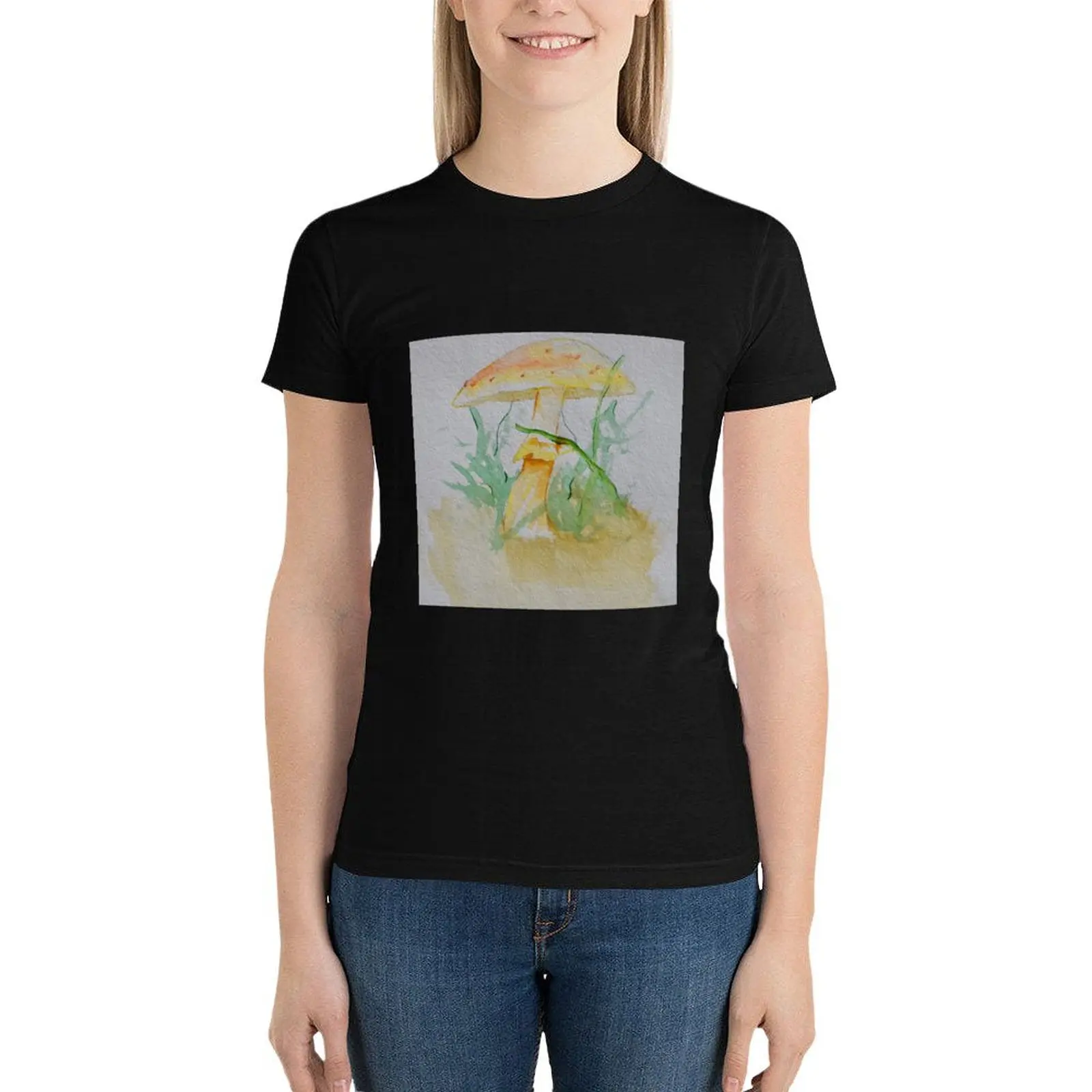 

Mushroom in the Grass T-Shirt summer top anime clothes Women's tee shirt