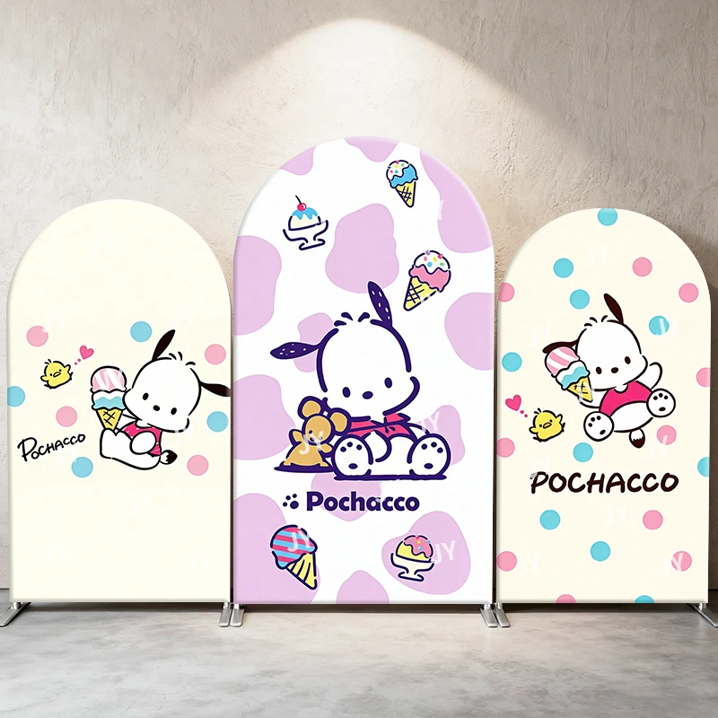 

Pochacco Ice Cream Fun Theme Arch Backdrop Cover Sweet Cartoon Scene For Kids Birthday Baby Shower Photo Booth Decor Background